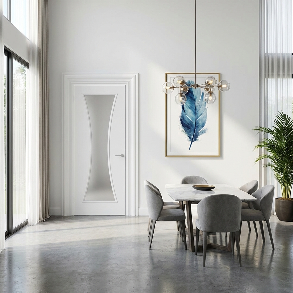 Natural White Door Installed in Modern Dining Room