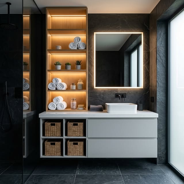 Valenza Design - Floating Bathroom Vanity and Backlit Mirror