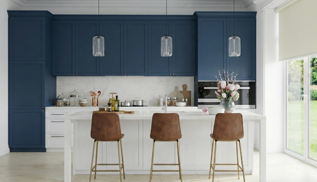 Navy Blue Shaker Kitchen Scene